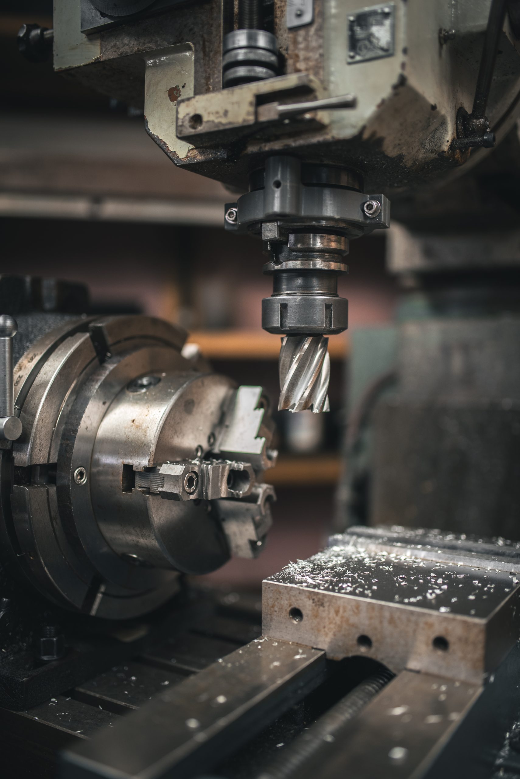 digital mill being setup for precision manufacturing process in small workshop, west sussex, uk